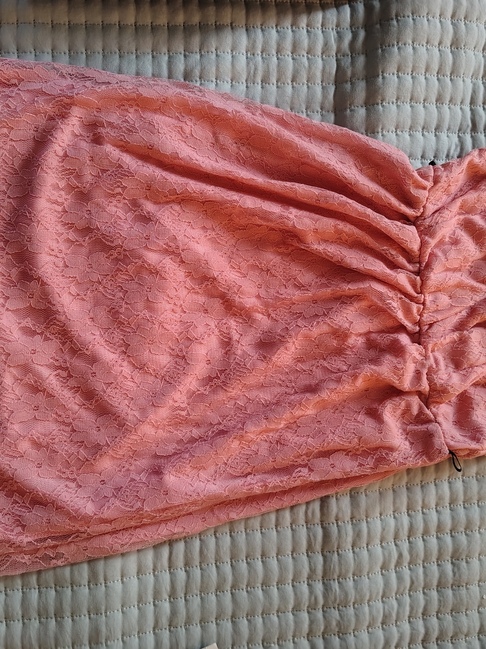 Pink Lace Ruched Women's Dress